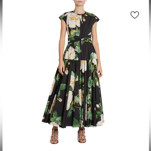 Giambattista Valli Giant Floral Bloom Maxi Dress Black Green IT 40 Designer NWOT - Picture 11 of 14